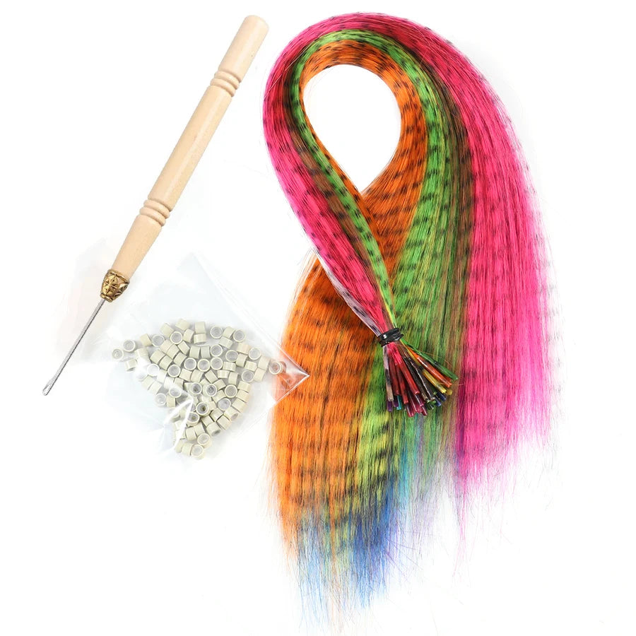 Synthetic Colored for Hair  Feather Extensions 20 30 40 50 Pieces Tip 16inch Synthetic Hairpiece Zebra Feather Hair Extensions