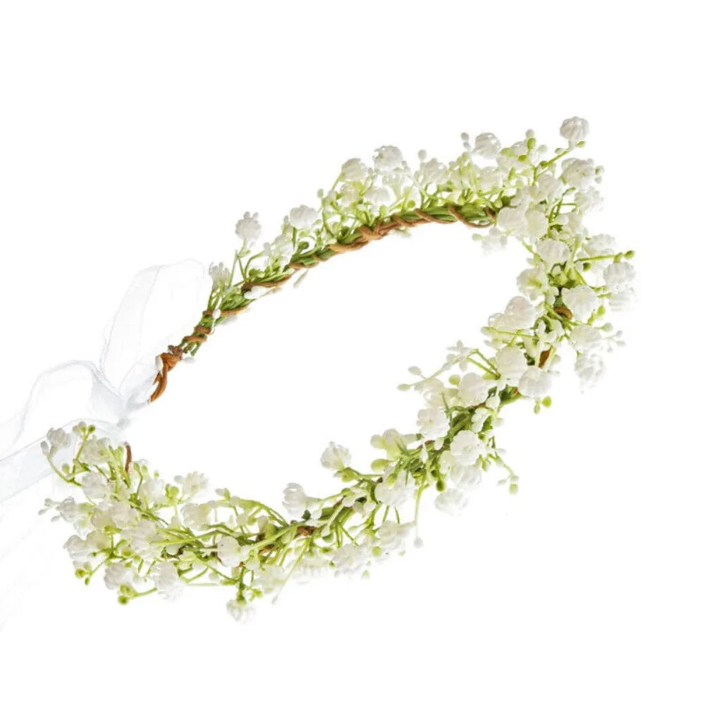1pcs Artificial Baby Breath Green Headpiece  Halo Leaf Floral  Headband