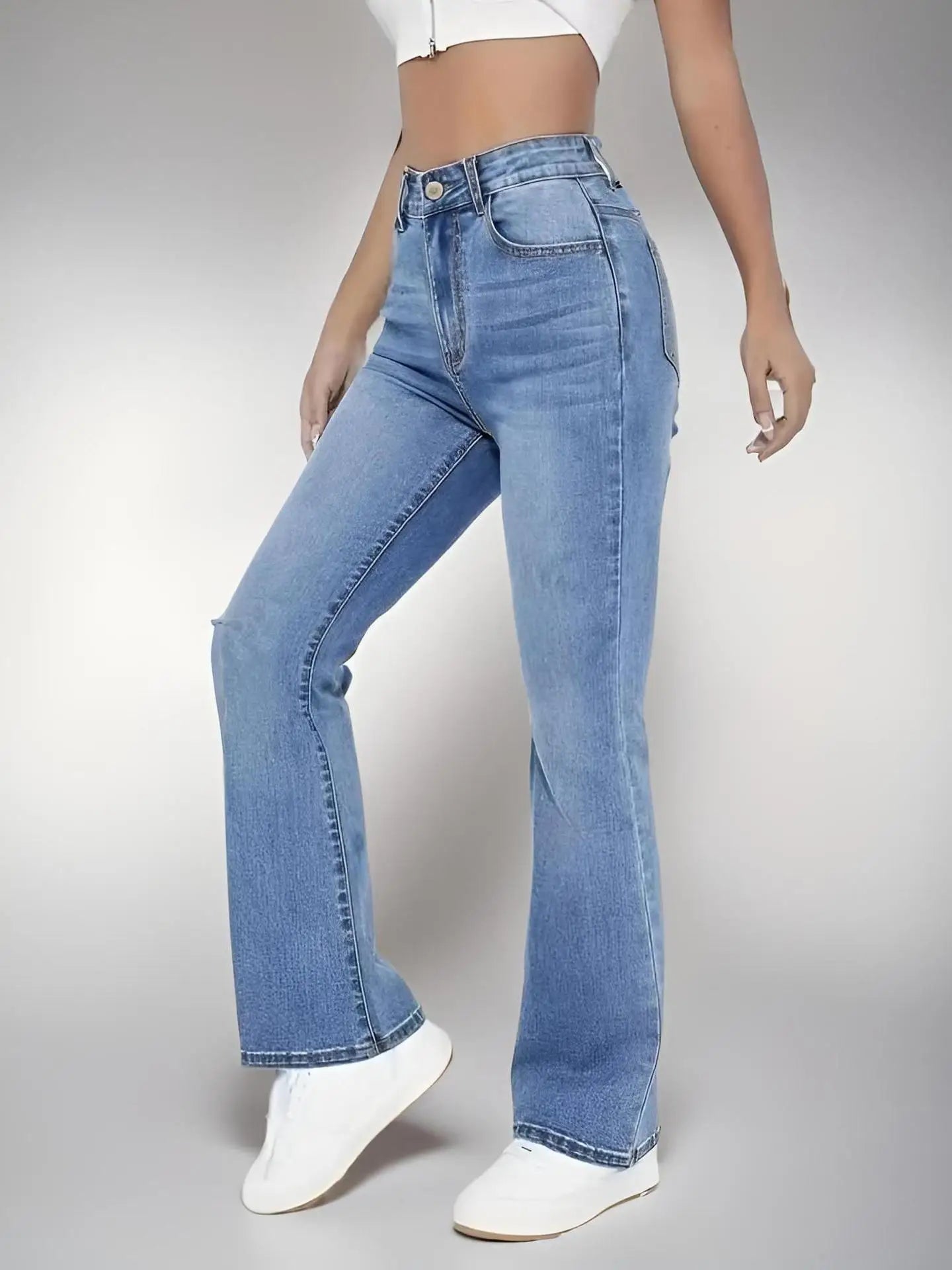 Women's hot jeans slimming European and American style casual versatile high waist washed Denim trousers for women