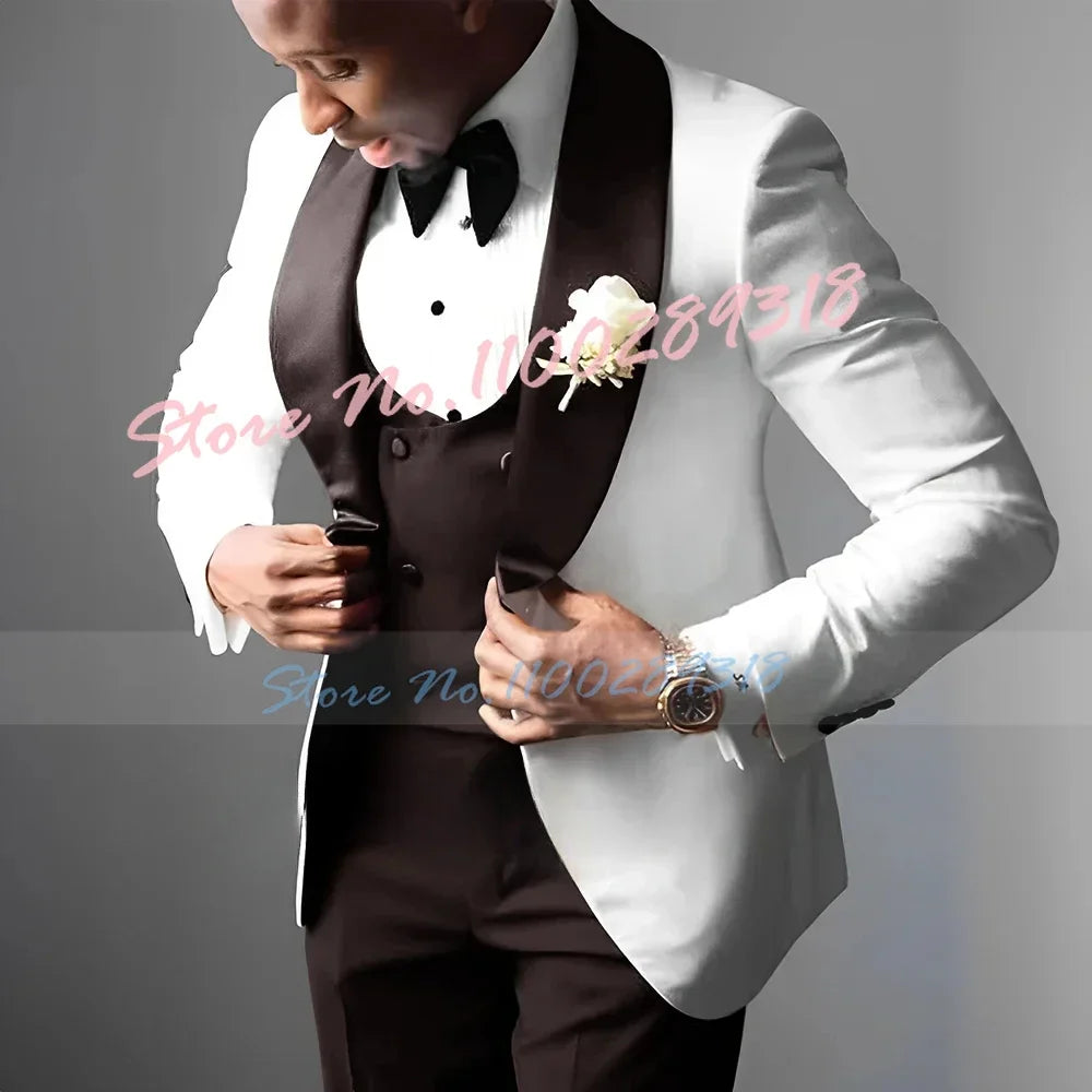 Men's Wedding Tuxedo Elegant Men's Suit Jacket Pants Vest 3-piece Set Wedding Suits for Men