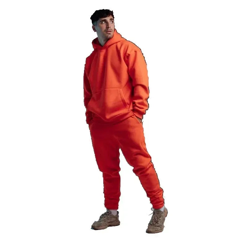 Basic Men/Women 2Pcs/Sets Sweatshirt Hoodies Pants Male Gyms Fitness Tops Joggers Sportswear Tracksuits
