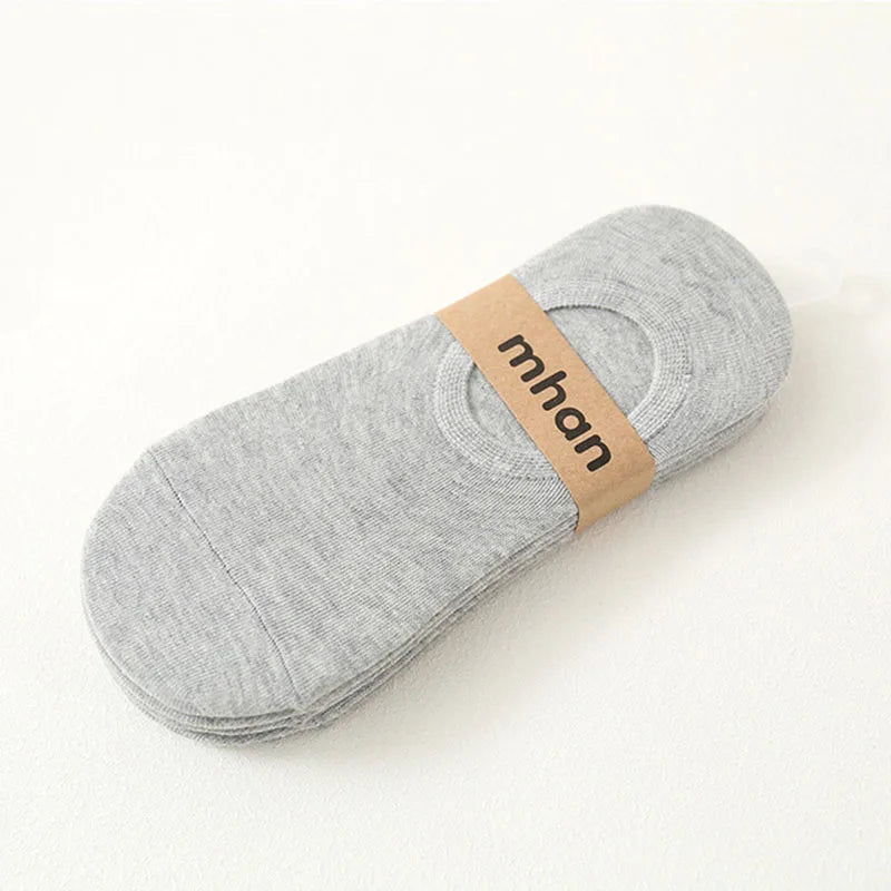5Pair / Lot Fashion Happy Men Boat Socks Summer Autumn Non-slip Silicone Invisible Cotton Socks Male Ankle Sock Slippers
