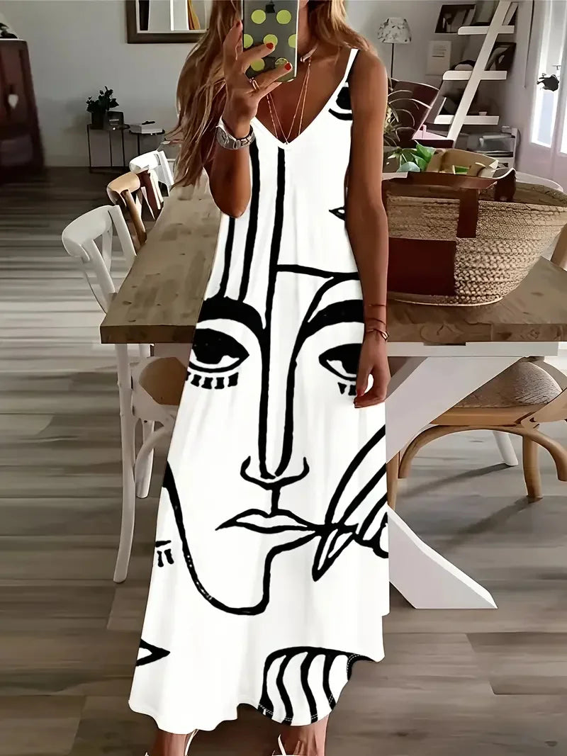 Summer Bohemian Style Women's Suspender Skirt Long A-line Oversized Casual Dress Women's Elegant  Summer Loose Beach Clothes