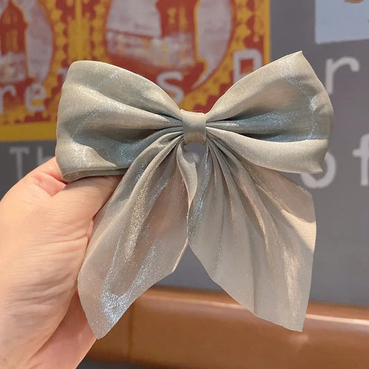 Big Hair Bow Ties Hair Clips Satin Two Layer Bow for Women Bowknot Hairpins Trendy Hairpin Girl Hair Accessory