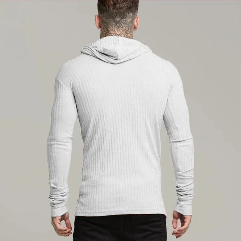 Spring Fashion Hooded Sweaters Men Casual Turtleneck Sweaters Slim Fit Sports Pullover