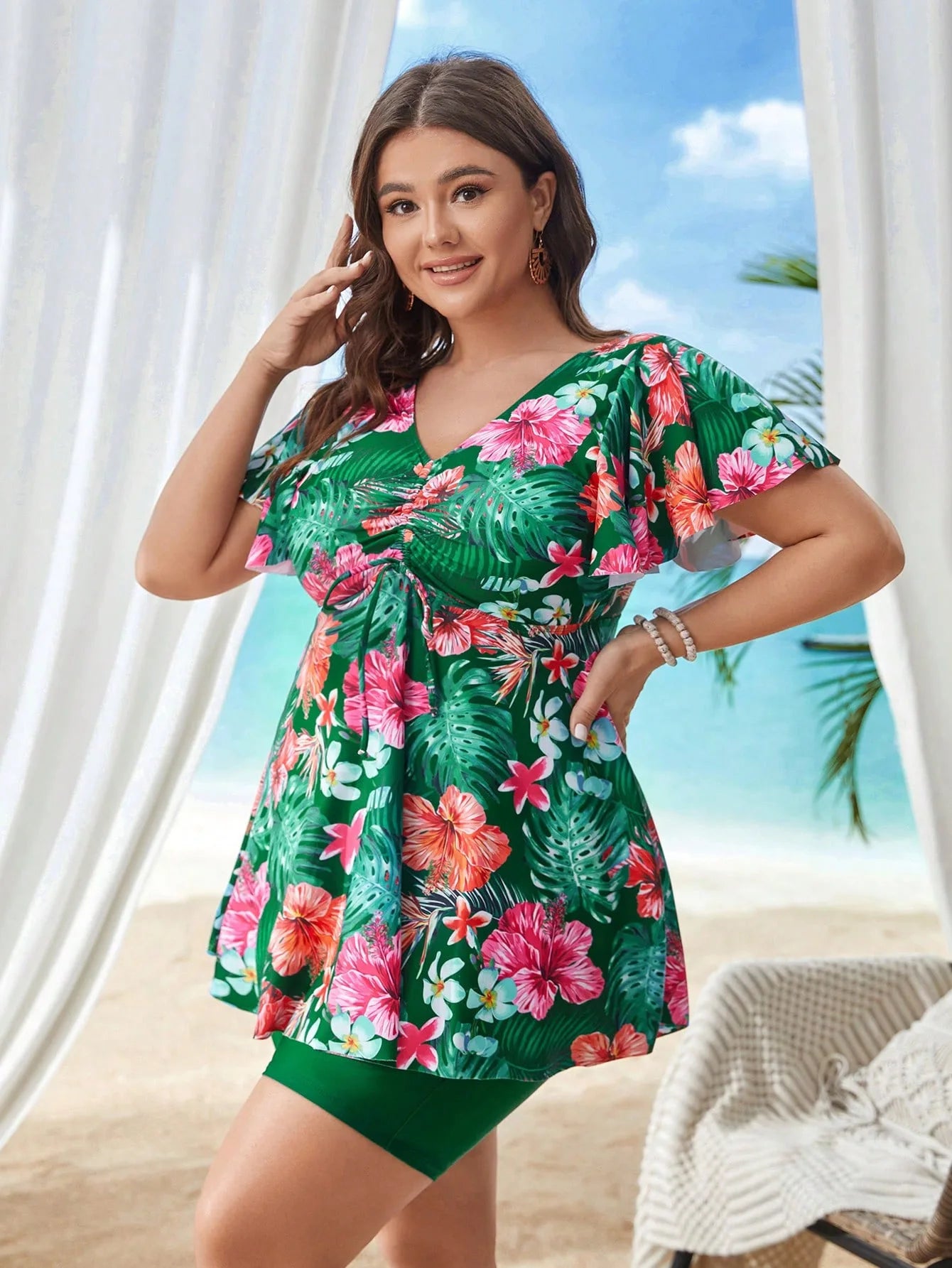 Plus Size Swimwear Women Tankini Female High Waist Swimsuit Summer Big Bikini Large Bathing Suit