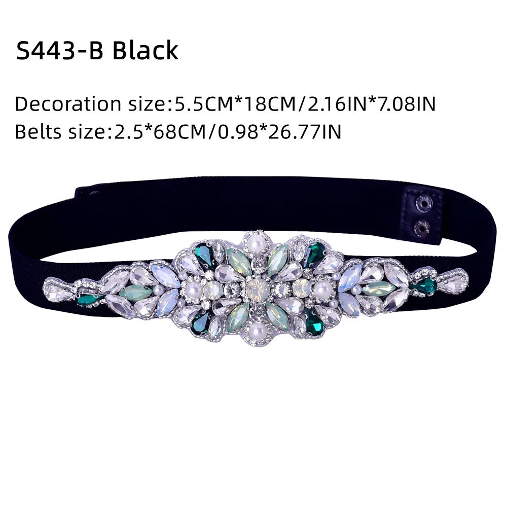 Elastic Belt Fashion Sparkly Rhinestone Stretch Waistband
