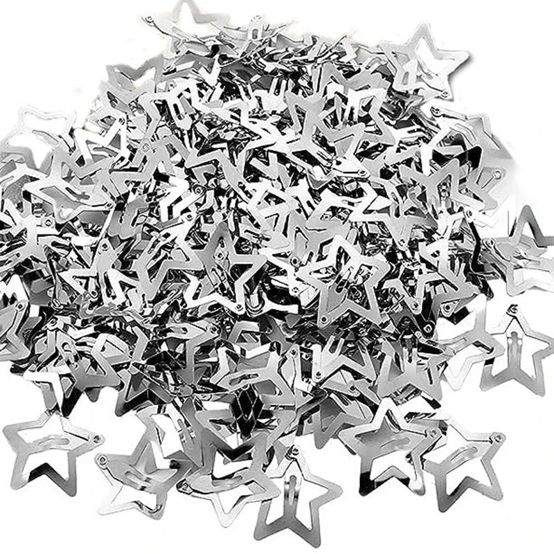 10/25/50/100/200pcs  Silver Star Hair Clips Metal Snap Clip Hairpins Barrettes Hair Grip Jewel Hair Accessories