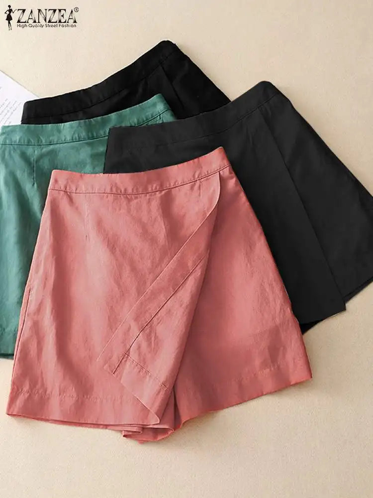 Women's Summer Sports Shorts Fashion Culottes  Solid Casual Culotte Pants Elastic High Waist Shorts Streetwear