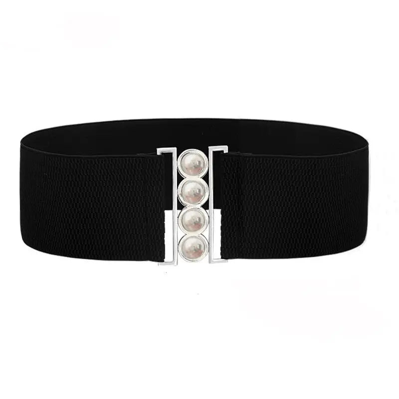 Women’s Elastic Cinch Belt  Fashion Stretch Waist Band Clasp Buckle  Stretchy Retro Wide Waist Cinch Belt Waistband