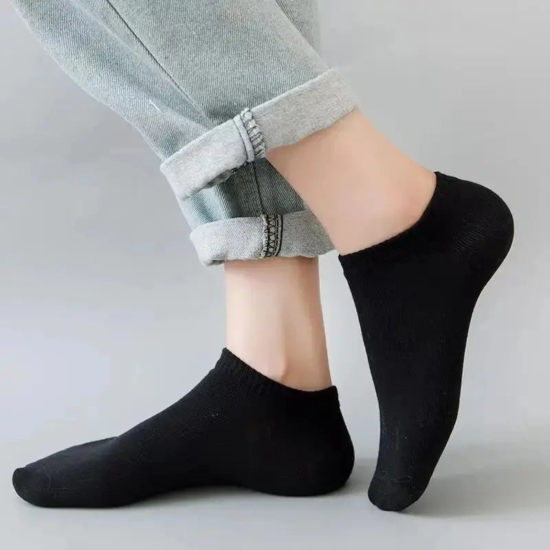 25 pairs of socks men's and women's black and white socks  anti-odor and sweat absorption thin boat socks