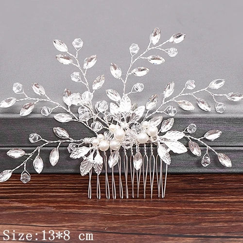 Hair Combs  Hair Accessories For Women Hair Jewelry Silver Color Pearl Rhinestone Head Jewelry Women Accessories