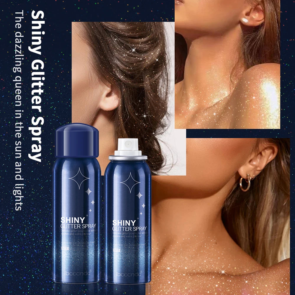 Hair, Body Glitter Spray Long Lasting  Starry Highlighter Glitter Spray Shimmery Face