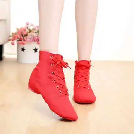 Soft Canvas Sports Shoes Lace Up Dancing Boots