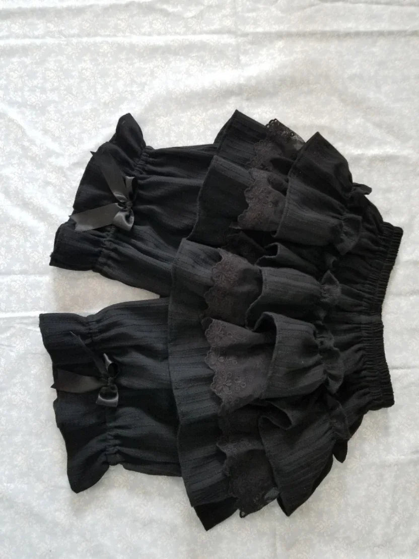 Cute Shorts Lace Ruffled Elastic Waist Cotton