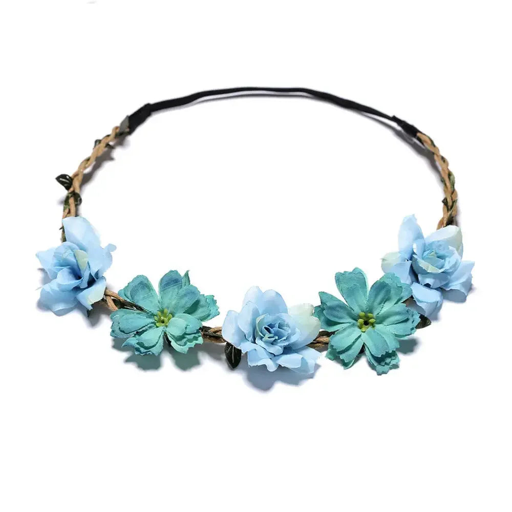 Flower Crown Hairband Rope Floral Headband Garland  Wreath Elastic Hair Accessories  Headpiece