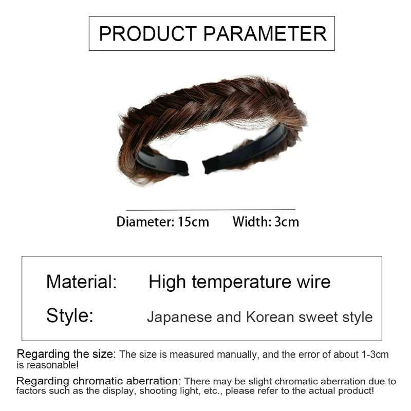 Wig Twist Headbands For Women Wide Fishbone Braids Hairbands Handmade Retro Head Hoop Hair Styling Headwear Accessories