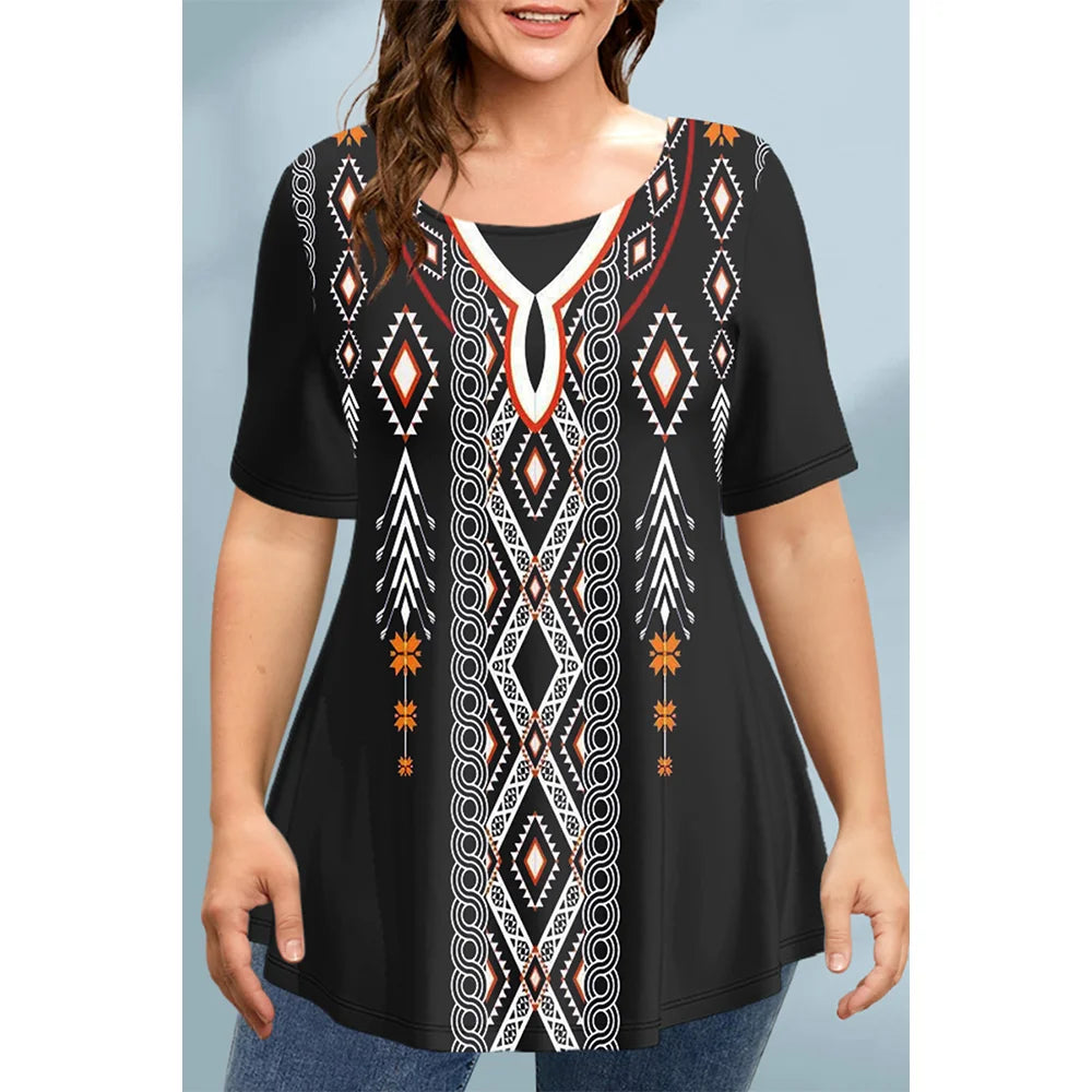 Women's T-Shirts Spring Clothing Floral Graphic O-Neck Pullovers Short Sleeve Tops Streetwear Oversized Apparel Ladies