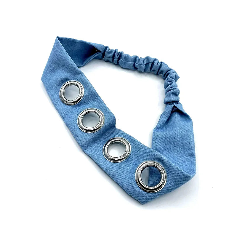 Girl Hollowed Out Eyelets Wide Elastic Headband Stretchy Metal Rock Steampunk for Sports Headbands Hair Accessories