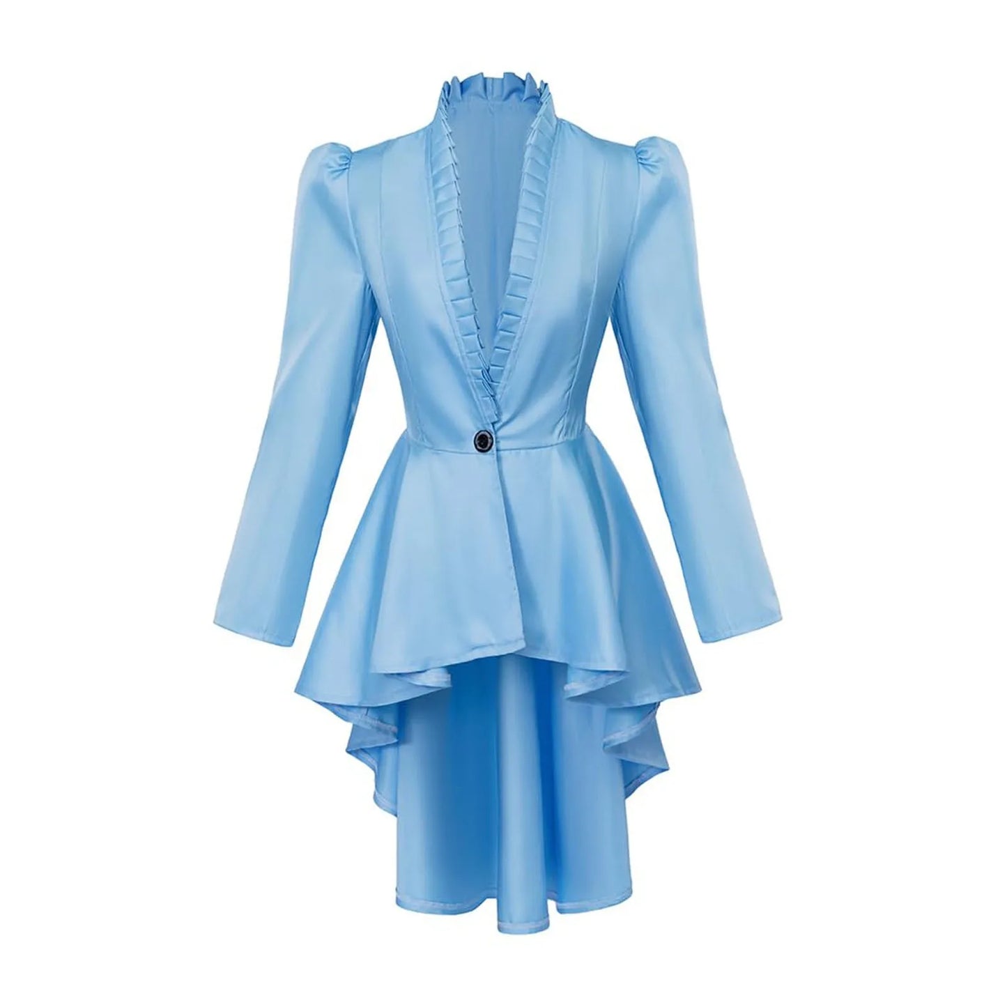 Black/White Stripe Elegant Women Irregular Hem Trench Coat  Vintage One Button Slim Tailcoat