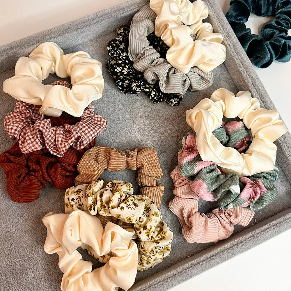 3PCS/Set Corduroy Knitted Small Scrunchies Elastic Hair Ties Women Girls Satin Ponytail Rubber Hair Bands Rope Hair Accessories