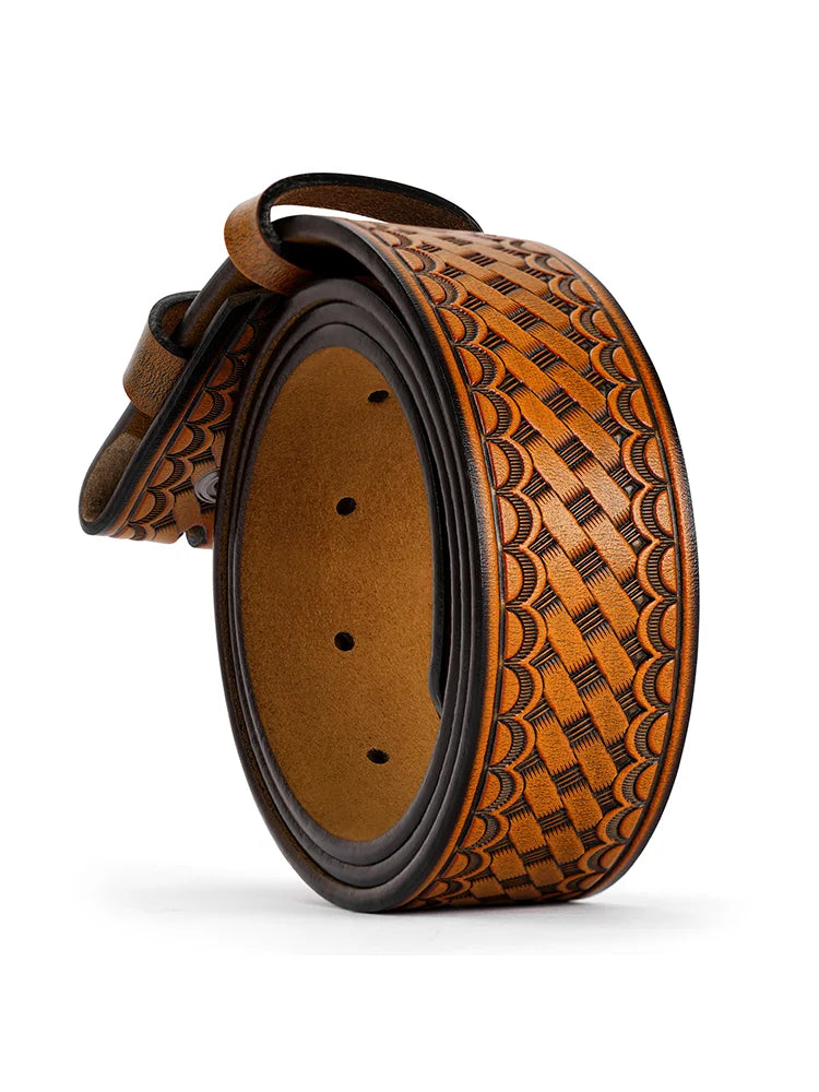 Western Cowboy Belts WITH OUT Buckle Classic Genuine Leather No Buckle Cowboy Belt Full Grain Leather Belt