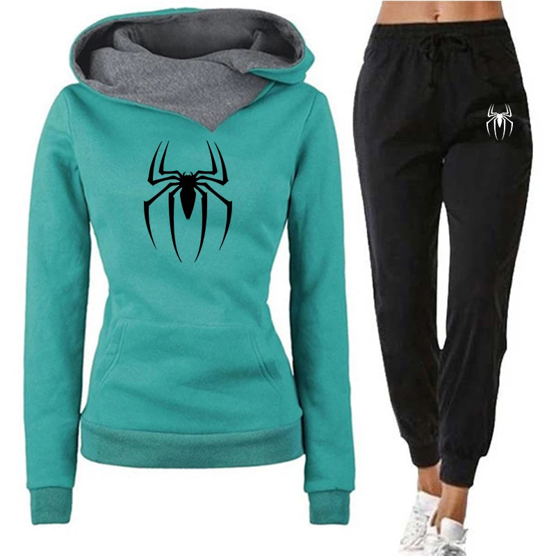 Tracksuit Print Casual Hooded Sweatshirt Sweatpants 2 Piece Set