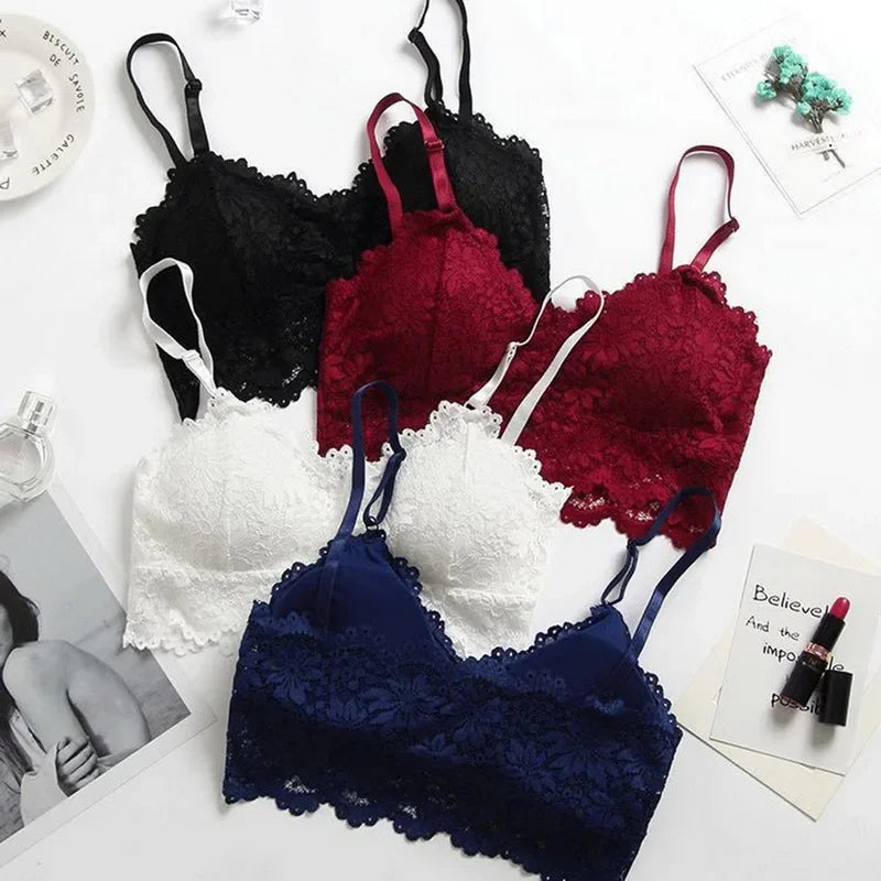 Floral Bralette Padded Push Up Lace Bras  Lingerie Corset Camis