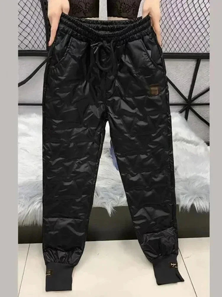 Oversized Down Cotton Pencil Pants  Casual High Waist
