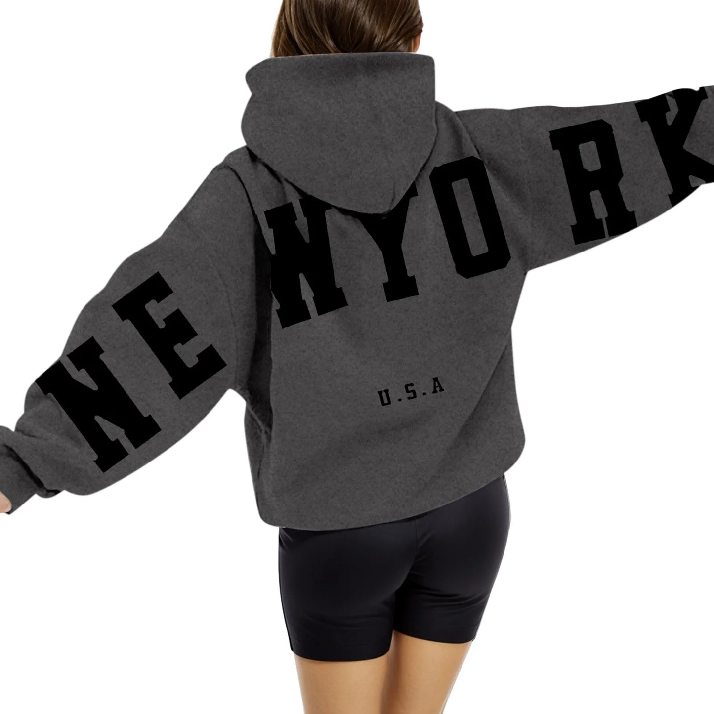 High Street Hip Hop Letter Print Women Hoodies Tops Oversize Sport Casual Long Sleeve Pullover Tops Sweatshirts