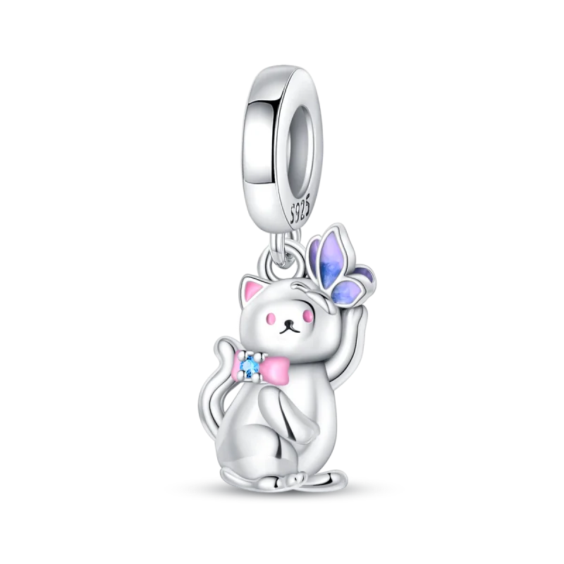 Fit Pandora Original Bracelet 925 Sterling Silver Cute Cat and Puppy Series  Charm