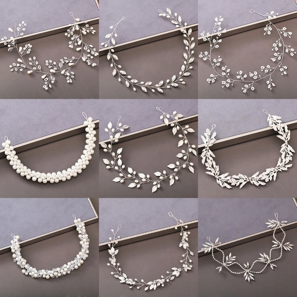 Pearl Crystal  Headband Hairband Rhinestone  Hair Accessories Jewelry Vine For Women