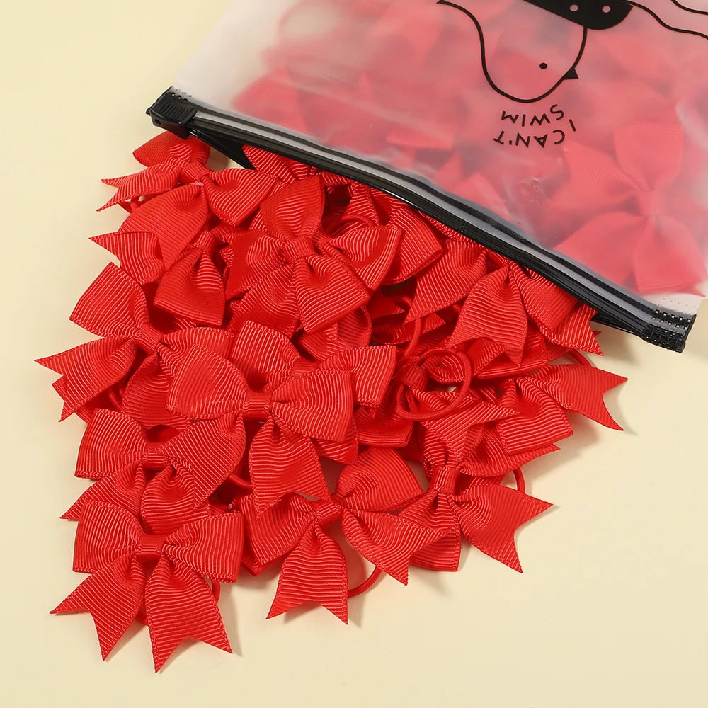 5/10/20Pcs Mini Solid Bows Elastic Hair Bands Small Rubber Band Hair Rope Ponytail Holder Headwear Hair Accessories