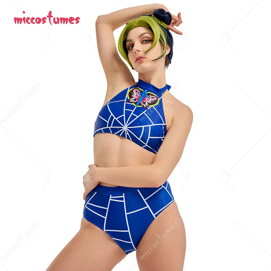 Women s Two-Piece Swimsuit Spiderweb Prints Bathing Suit