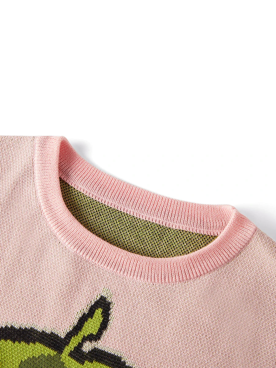 Women s Cozy Knit Pullover Sweater with Cute Fruit Print Long Sleeve Round Neck Winter Knitwear for a Stylish Look