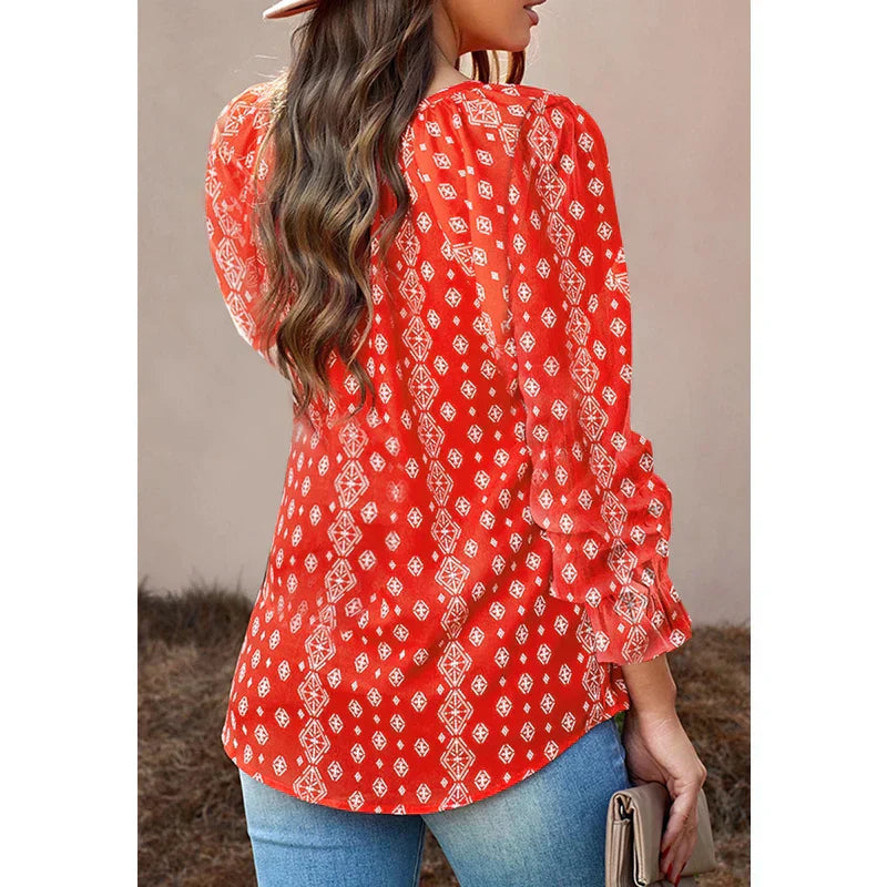 V Neck Lace Up Blouses