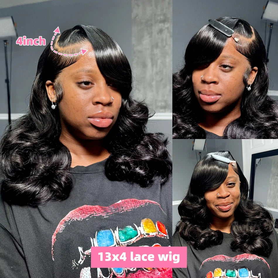 Brazilian Body Wave Short Bob 13x4 13x6 HD Transparent Lace Front Human Hair Wigs 5x5 high density