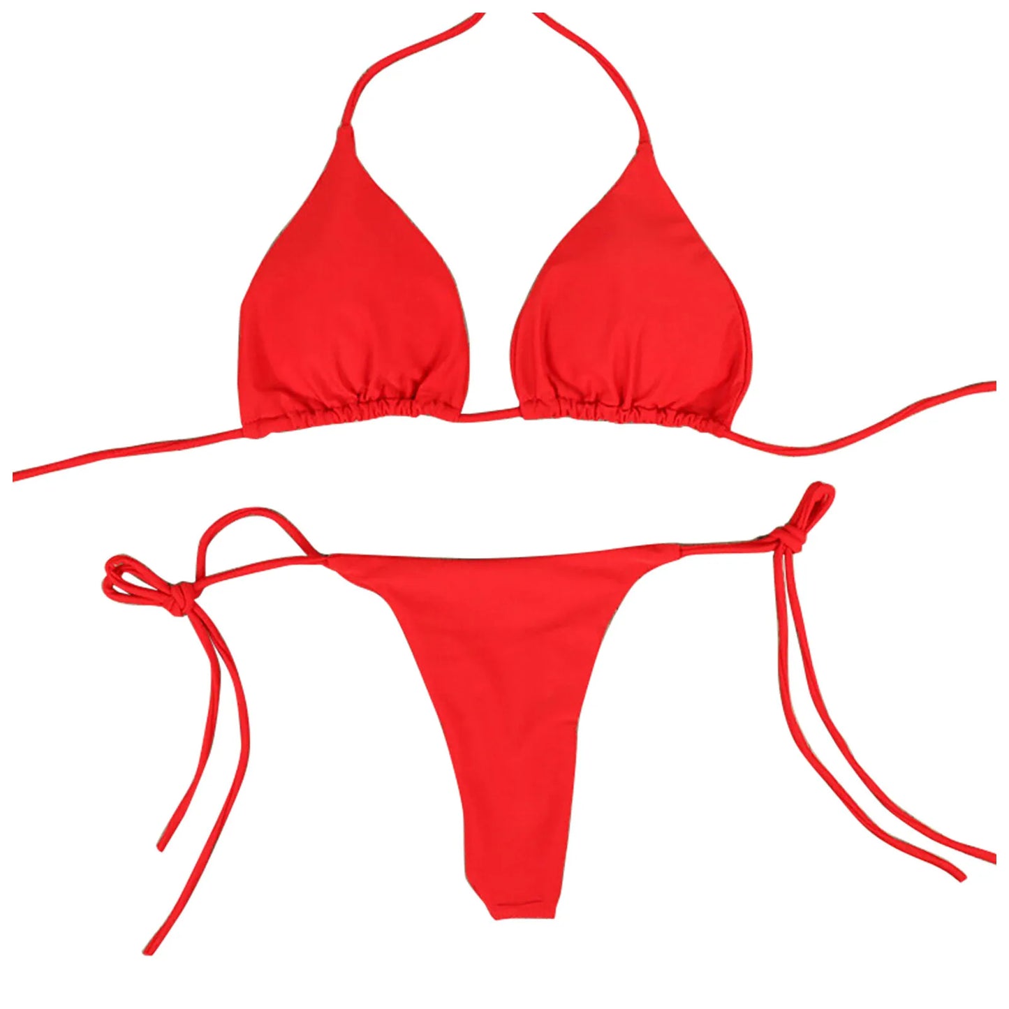 Sexy Women Bikini Side Tie Swimsuit T--back Low Rise Thong Bandage Style Brazilian Swimwear Soft