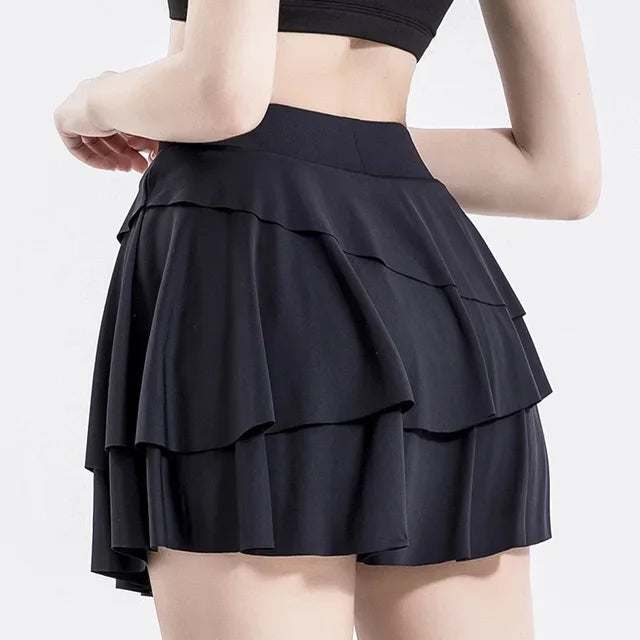 Safe Tennis Skirts XS-XXL Gym Golf Running Pleated Pant skirt Women Sports Fitness Shorts Pocket High Waist Skort