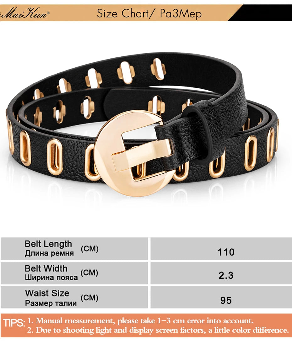 Grunge Women Belt Adjustable Hole Grunge Punk  Belts for Women Alloy Pin Buckle PU Leather Belt 