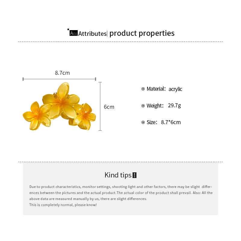 Sunflower Shark Clip Sweet Gradient Flower Grab Clip Ponytail Braid Hair Clip Beach Vacation Hairstyles