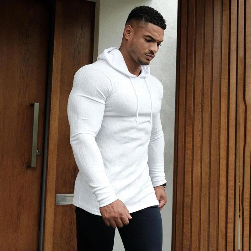 Spring Fashion Hooded Sweaters Men Casual Turtleneck Sweaters Slim Fit Sports Pullover