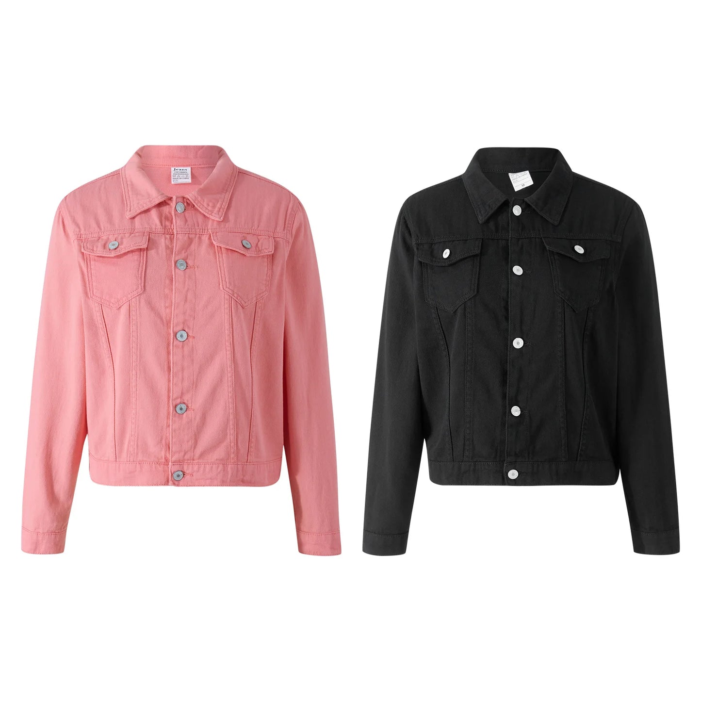 Solid Color Denim Jacket  Lapel Button Cardigan Jean Jacket  Casual Long Sleeve Short Coat