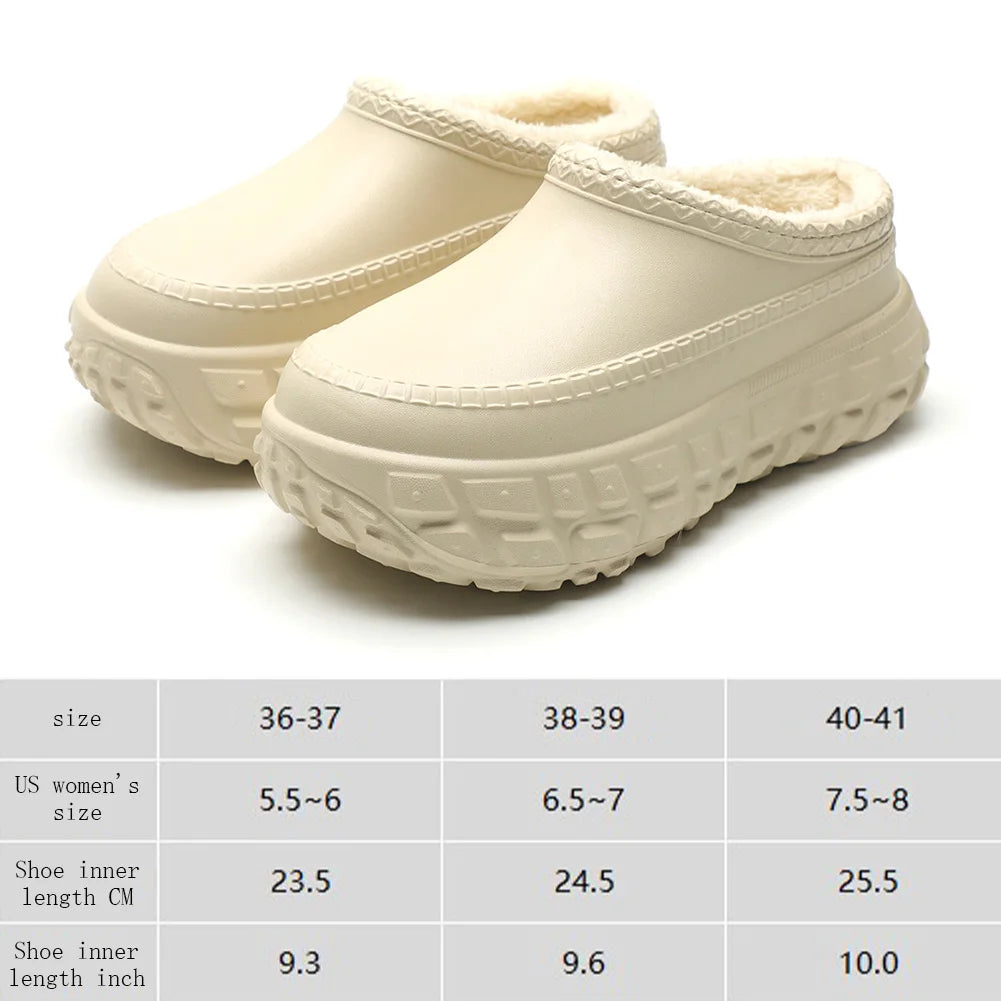 Anti-Slip Platform Slippers Fur Lining House Shoes Warm Comfy Slippers for Indoor & Outdoor