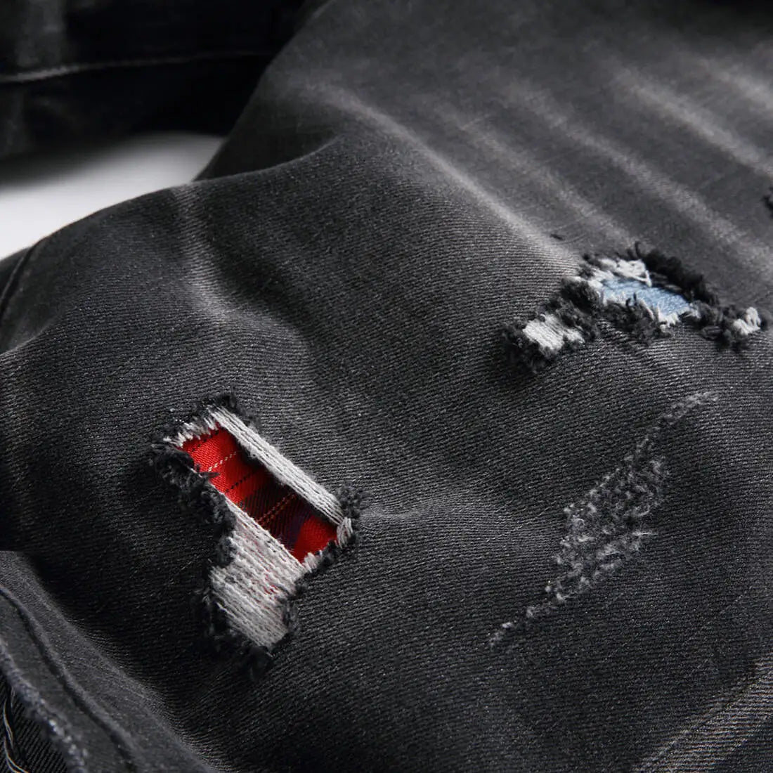 Summer  Thin Denim Shorts, Straight Slim Fit, Casual Fashion Brand, Five Point Perforated Middle Pants