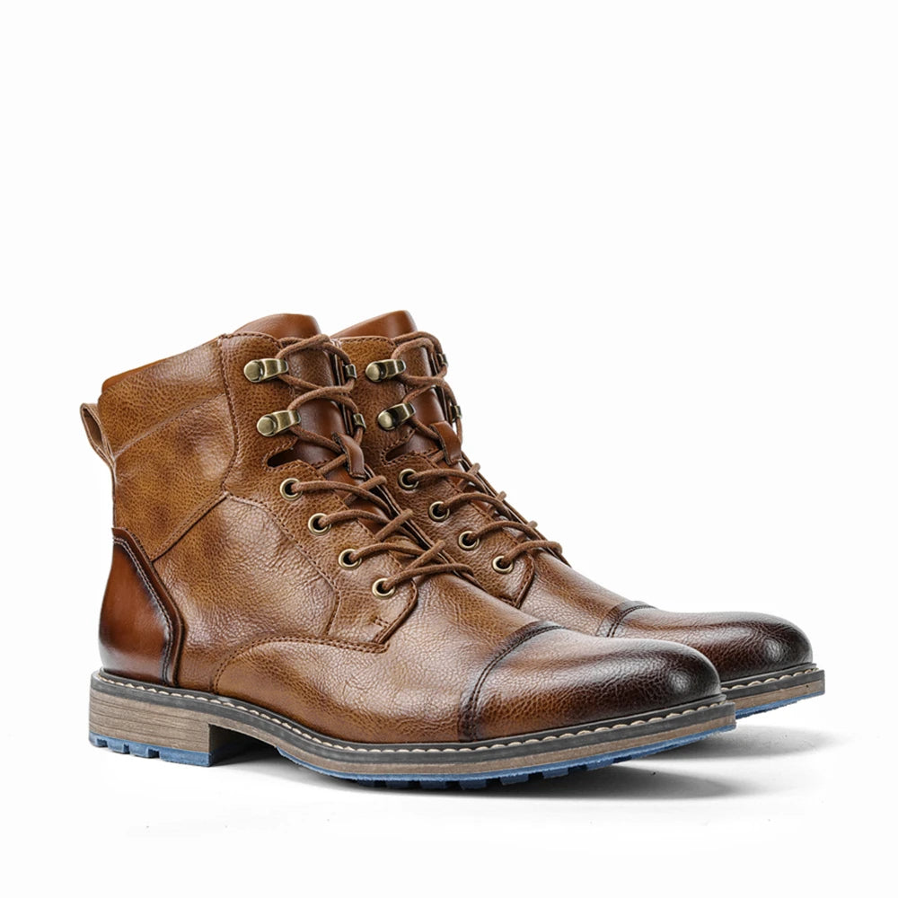 Size 8-13 Retro Men Boots 2025 Fashion Comfortable Spring Leather Boots