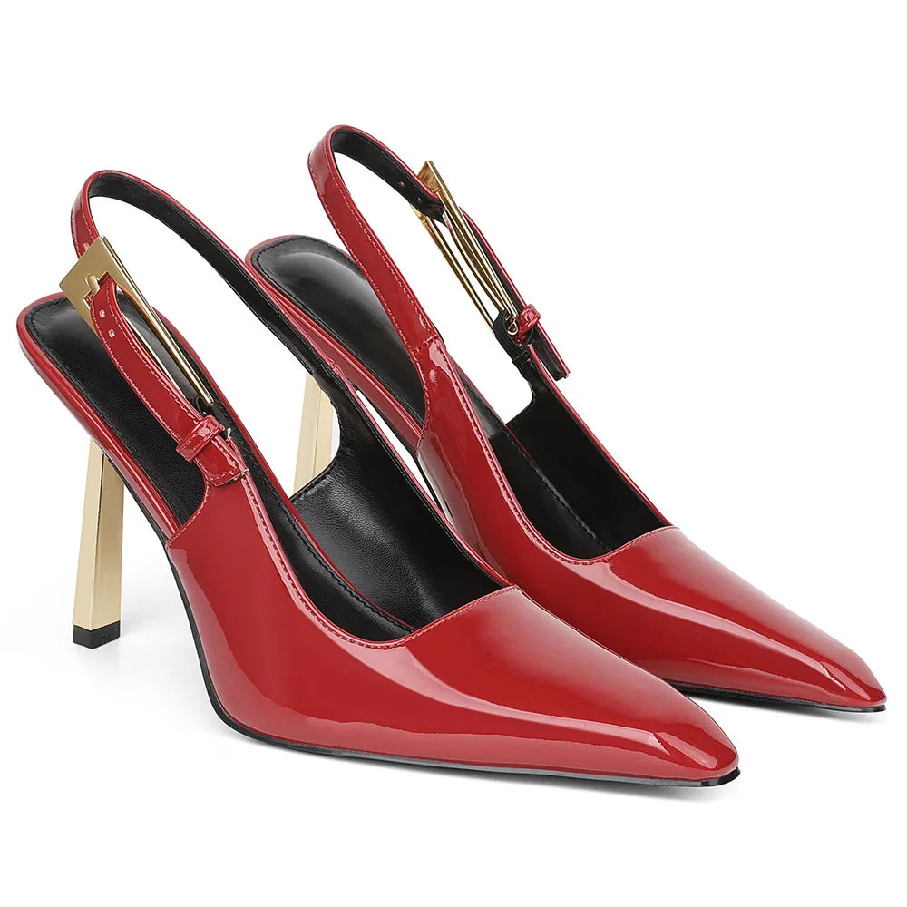 Sexy Pointed Toe Thin Heel High Ankle Buckle Sandals