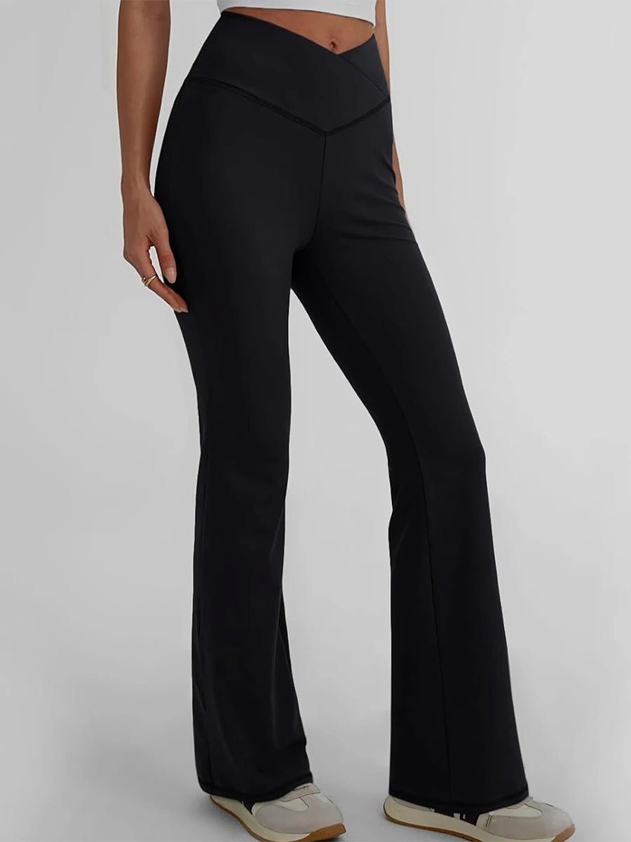 High Waist Yoga Leggings with Tummy Control and Flare Leg Design for Bootcut Style