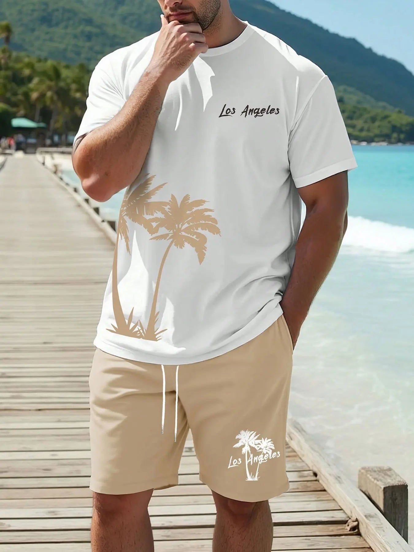 Summer men's suit Casual T-shirt Shorts Suit sportswear 2-piece 3D printed fashion Hawaiian style street wear