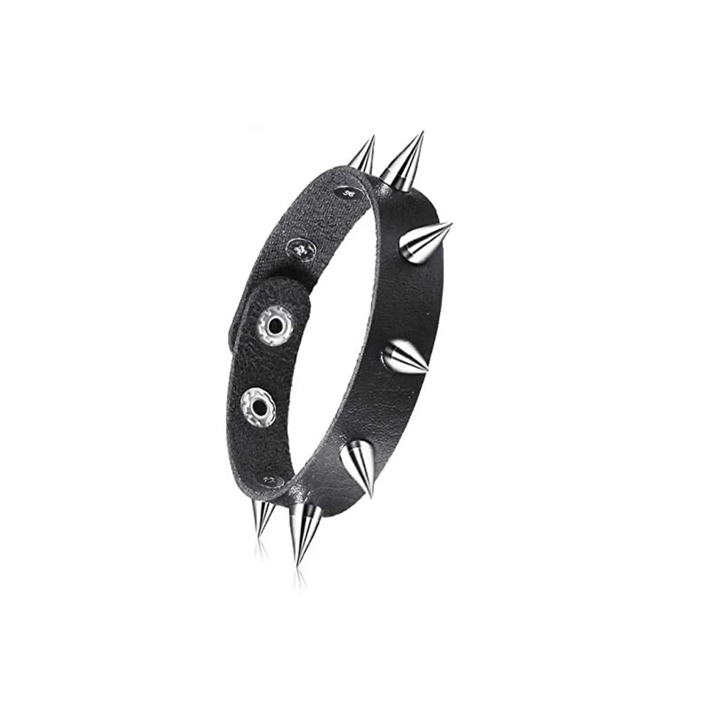 Punk Hip Hop Rock PU Leather Bracelet Unisex Trendy Chain Skull Pentagram Rivet Bracelet